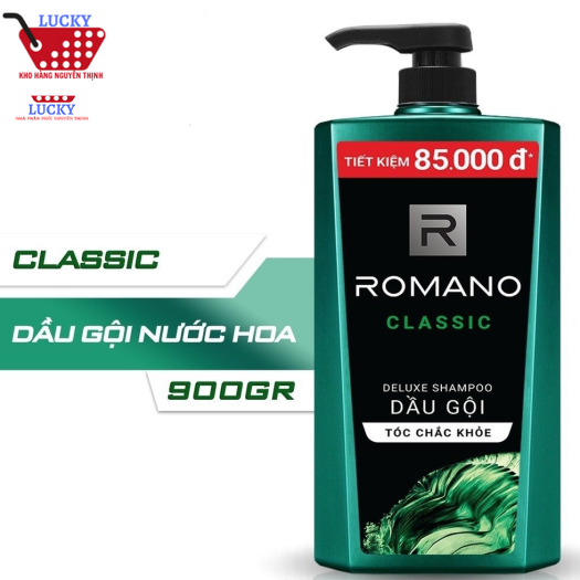 Dầu gội Romano Classic 900g-Hương Nước hoa Cao Cấp Thư giãn và tạo cảm giác sảng khoái mỗi ngày