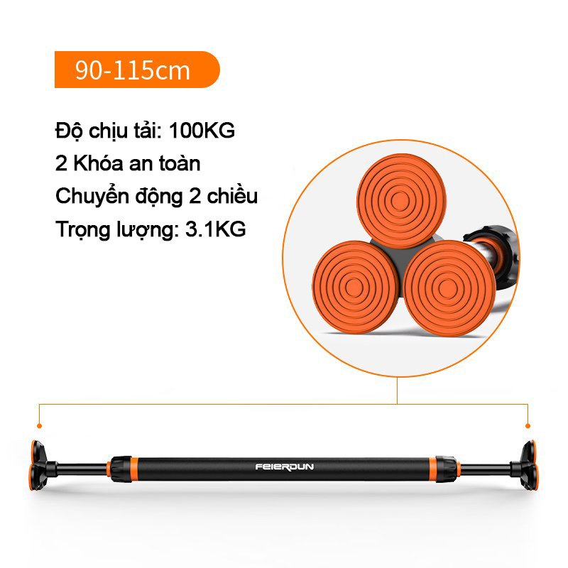Xà Đơn Treo Tường Thế Hệ Mới FED-0228 - Kích Thước 90-115CM + tặng kèm thước cân bằng Livo
