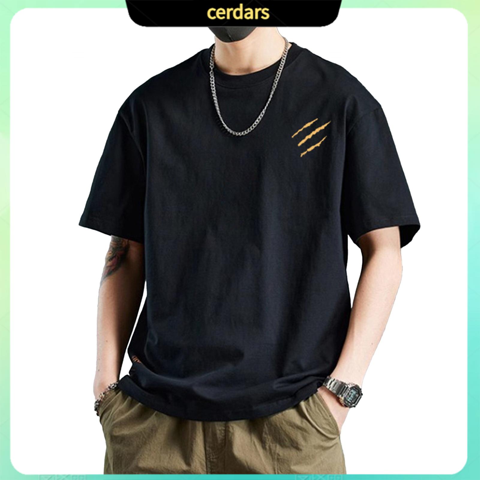 Cerdars Casual Loose Fit Shirt Men Casual Summer Tee Men's Cotton Blend T-shirt Casual Solid Color Crew Neck Summer Tee Breathable Loose Fit Shirt for Daily Wear Beach Street Fashion