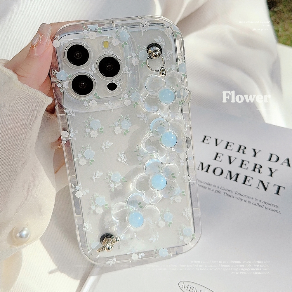 100% Quality+COD  Fresh White blue five petal flower Phone Cover,For iPhone 15Promax 15Pro 15 14 13Promax 13Pro 13 12Promax 12Pro 12 11