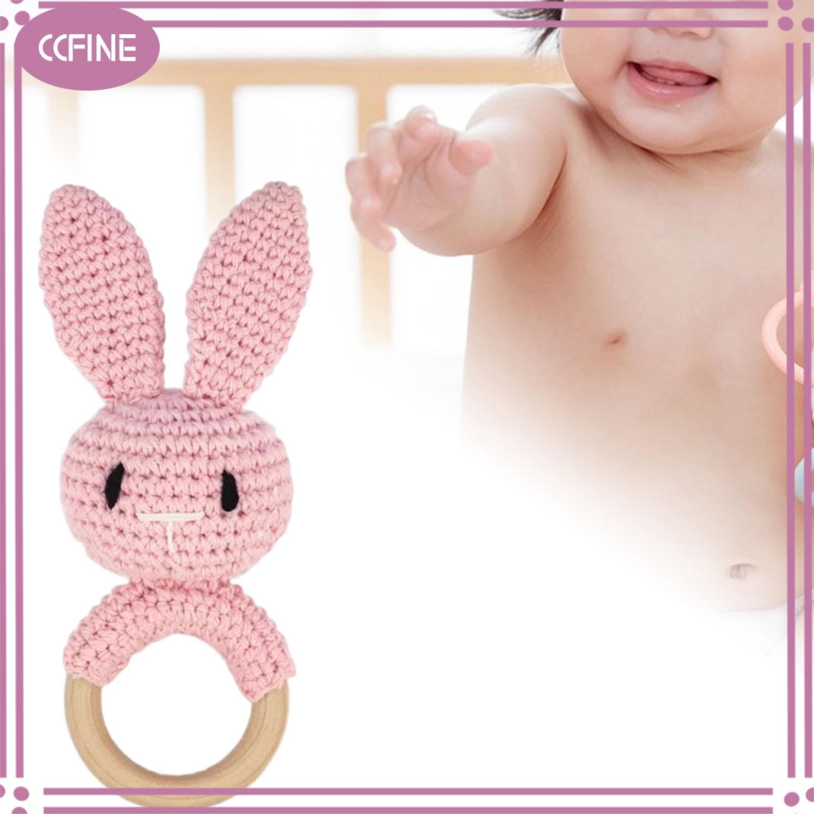 Ccfine sơ sinh lúc lắc động vật đồ chơi GỖ LÚC LẮC Burr cho trẻ sơ sinh dễ nắm chuông lắc đồ chơi hoạt động gặm nướu gỗ Nhẫn
