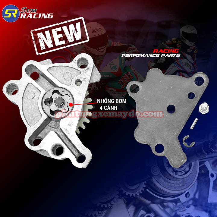 Bơm Nhớt Rời SumRacing Dream Wave Độ 1 nồi 2 nồi 4 cánh siêu mạnh cho dream wave cúp 67 new