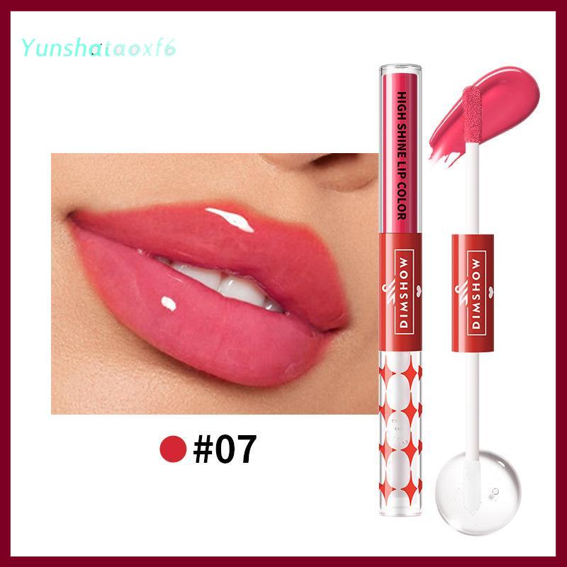 yunshataoxf Hai đầu dưỡng ẩm gương son bóng, lâu dài và không thấm nước nhung son môi, Màu vẽ không Smudge không dính cup - 3
