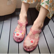 Korea Girl Princess Crown Jelly Sandals for Ages 2-9