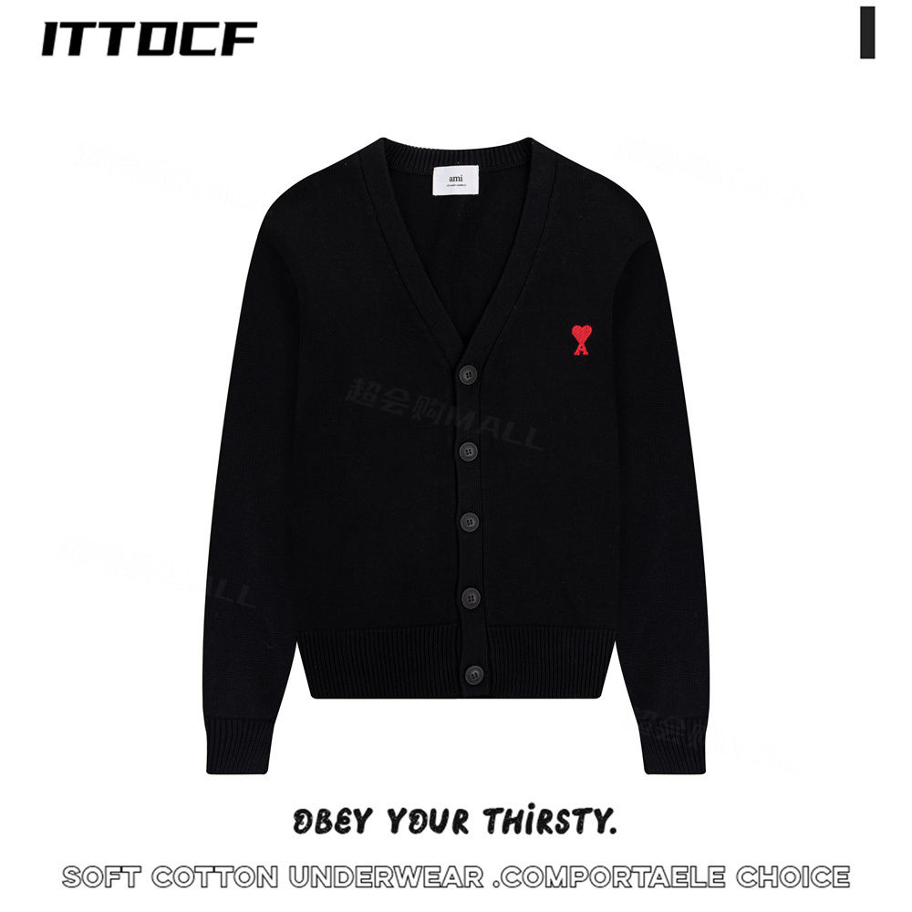 New France Ami Paris Ngoại Thương nhỏ tình yêu thêu áo khoác áo len vải Jacquard nam và nữ mùa thu v