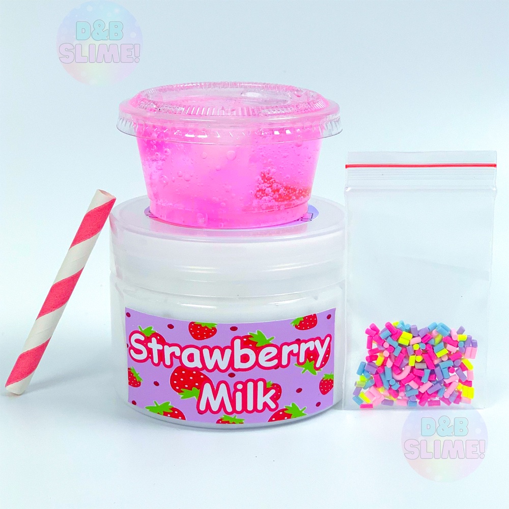 Strawberry milk diy slime - chất nhờn ma qúai dễ thương giúp bé thư giãn