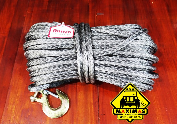 RUNVA SYNTHETIC ROPE 12MM X 40M KAPASITAS 12 TON , UNTUK DI PTO WINCH Harga 6,852,000 rupiah*Gratis Ongkir