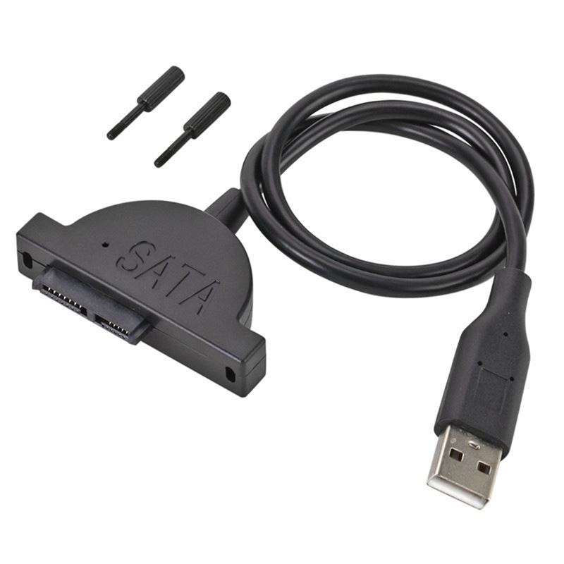 [qianze]USB 2.0 to Mini II 7+6 13Pin Adapter USB 2.0 to II Optical Disc Drive Cable for Laptop CD/DVD ROM Slimline Drive Converter Cable Screws Steady Style