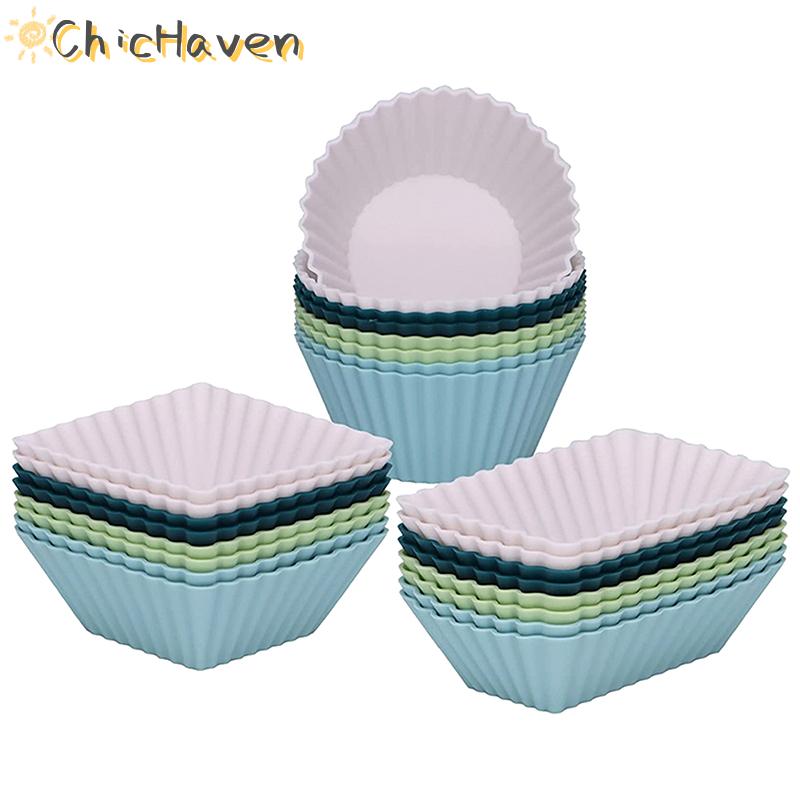 ChicHaven 24 PCS Silicone Muffin cup khuôn tái sử dụng không dính muffin cupcake nướng khuôn cupcake