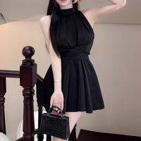 Newlan LK006 premium Dress Halter Neck Party Dress Casual / Dress Korean Style New Collection Halter Sleeveless Button Down A Line Mini Shirt Dress Little Tale - Selena Dress / Dress Wanita Halter Neck Sleeveless Slim Fit Maxi Dress