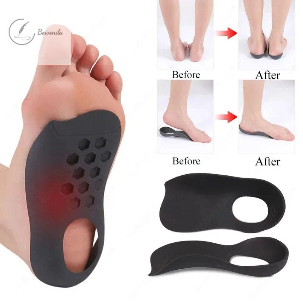 BOWENDA TPE Đế chân phẳng hình chữ O Thoải mái Mềm Lót chỉnh hình viêm cân gan Đệm vòm chân thấp Miếng lót giày Miếng đệm chăm sóc chân Hỗ trợ vòm sửa giày