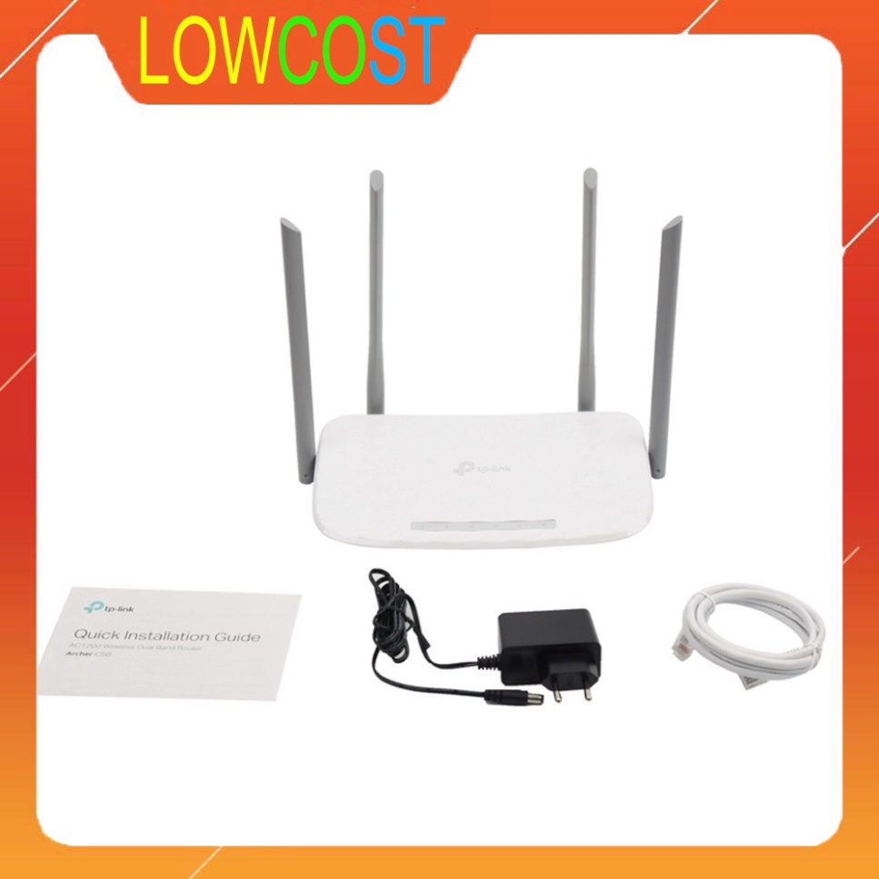Bộ phát Wi-Fi chính hãng TP-Link 4 Râu Archer C50 băng tầng kép AC 1200Mbps (BH 12 Tháng)