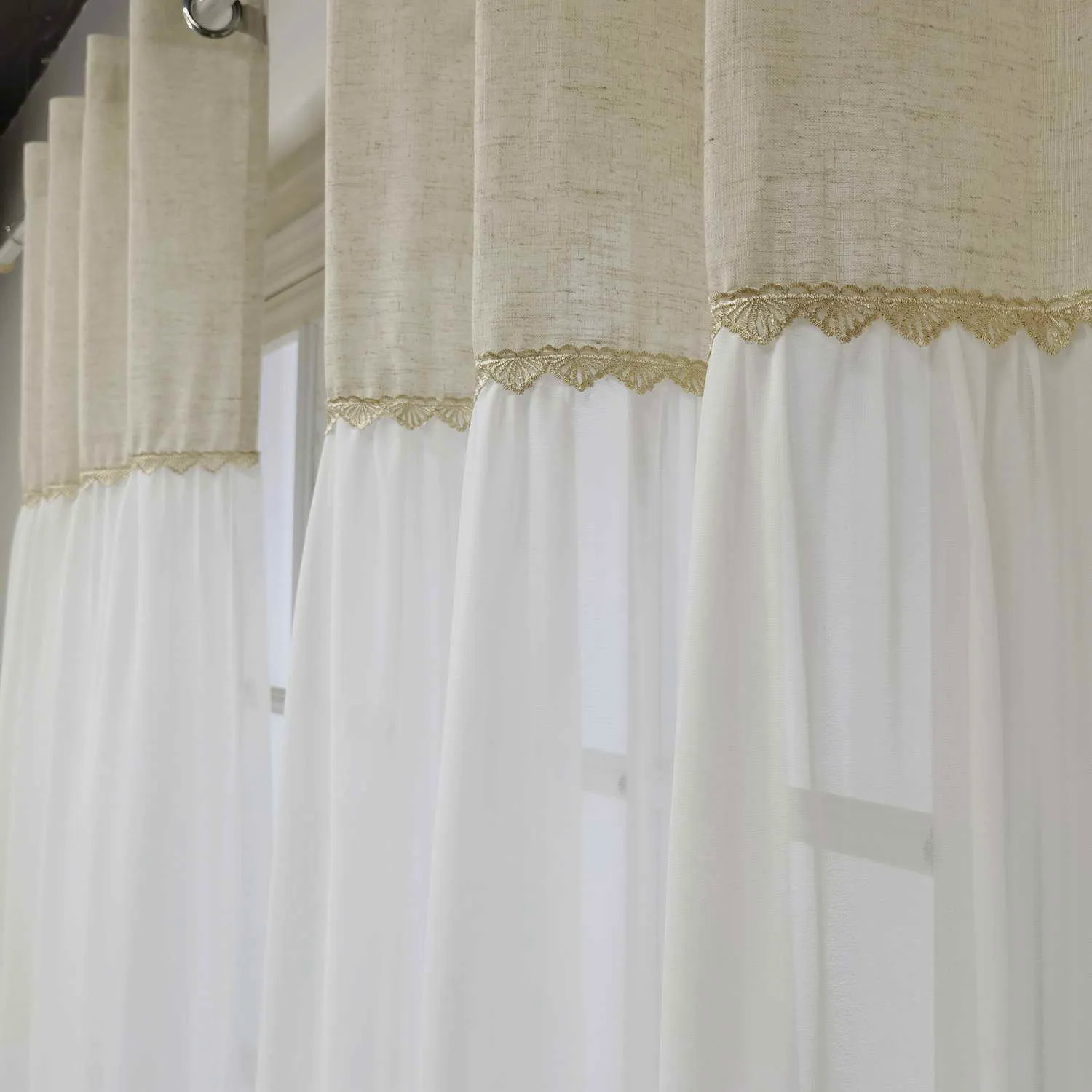 Thiết kế mới linen vải trắng soild vải tuyn nửa Sheer rèm cửa cho phòng khách phòng ngủ cửa sổ màn Bán lọc