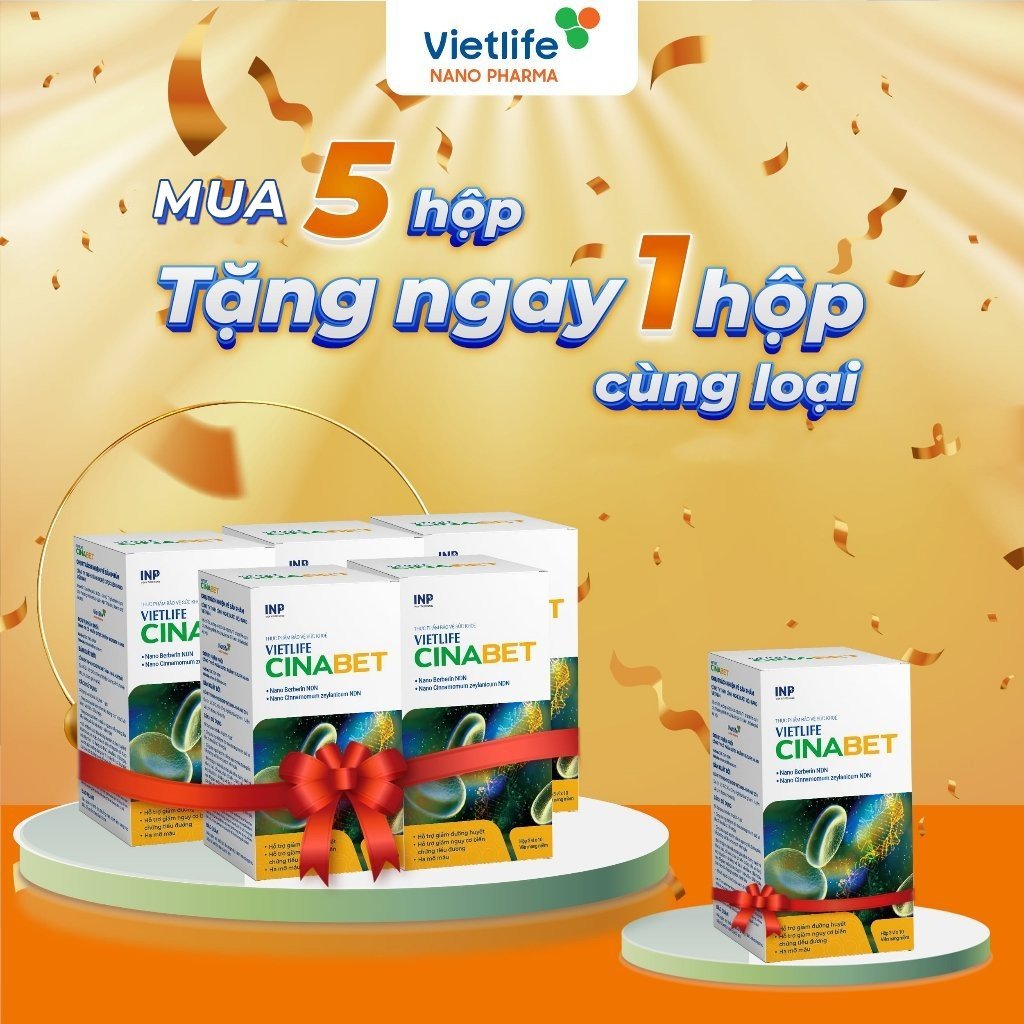 [Mã BMLT35] [CHÍNH HÃNG] Vietlife Cinabet 30 viên - Đột phá nano dược liệu hỗ trợ giảm mỡ máu, đường huyết