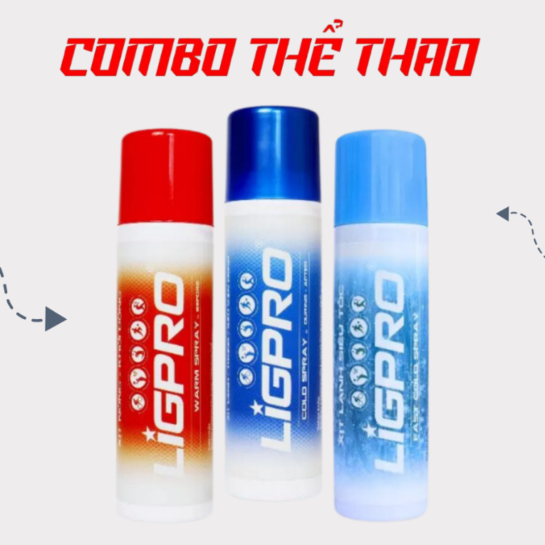 [Combo 3 chai xịt thể thao] Xịt lạnh siêu tốc giảm đau Xịt nóng khởi động Xịt lạnh giảm đau chống giãn cơ LIGPRO 200ml
