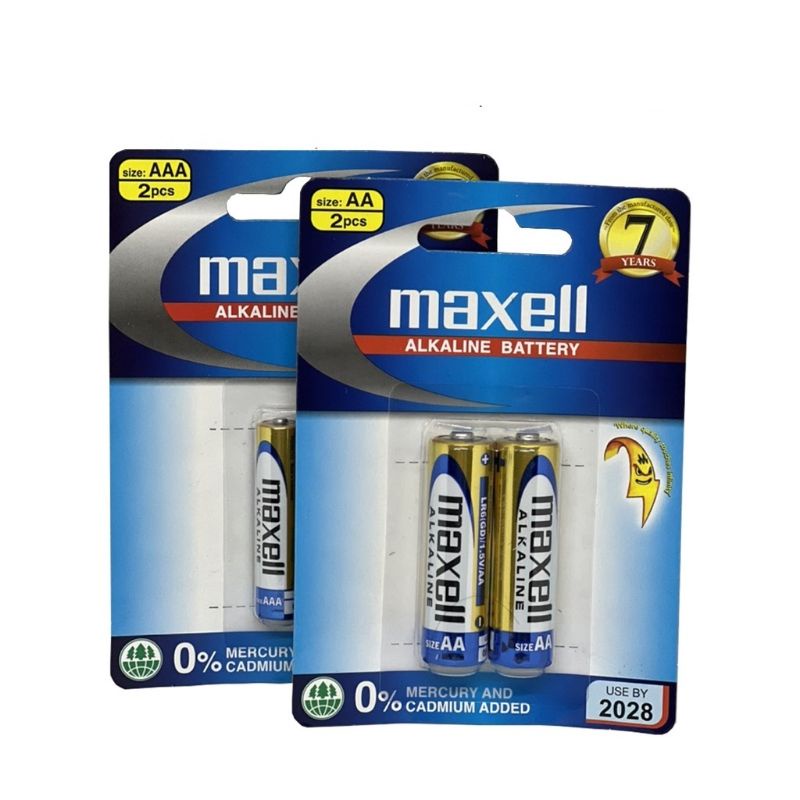 Pin aa, aaa, 2a, 3a maxell alkaline xanh chính hãng 1.5v vỉ 2 viên