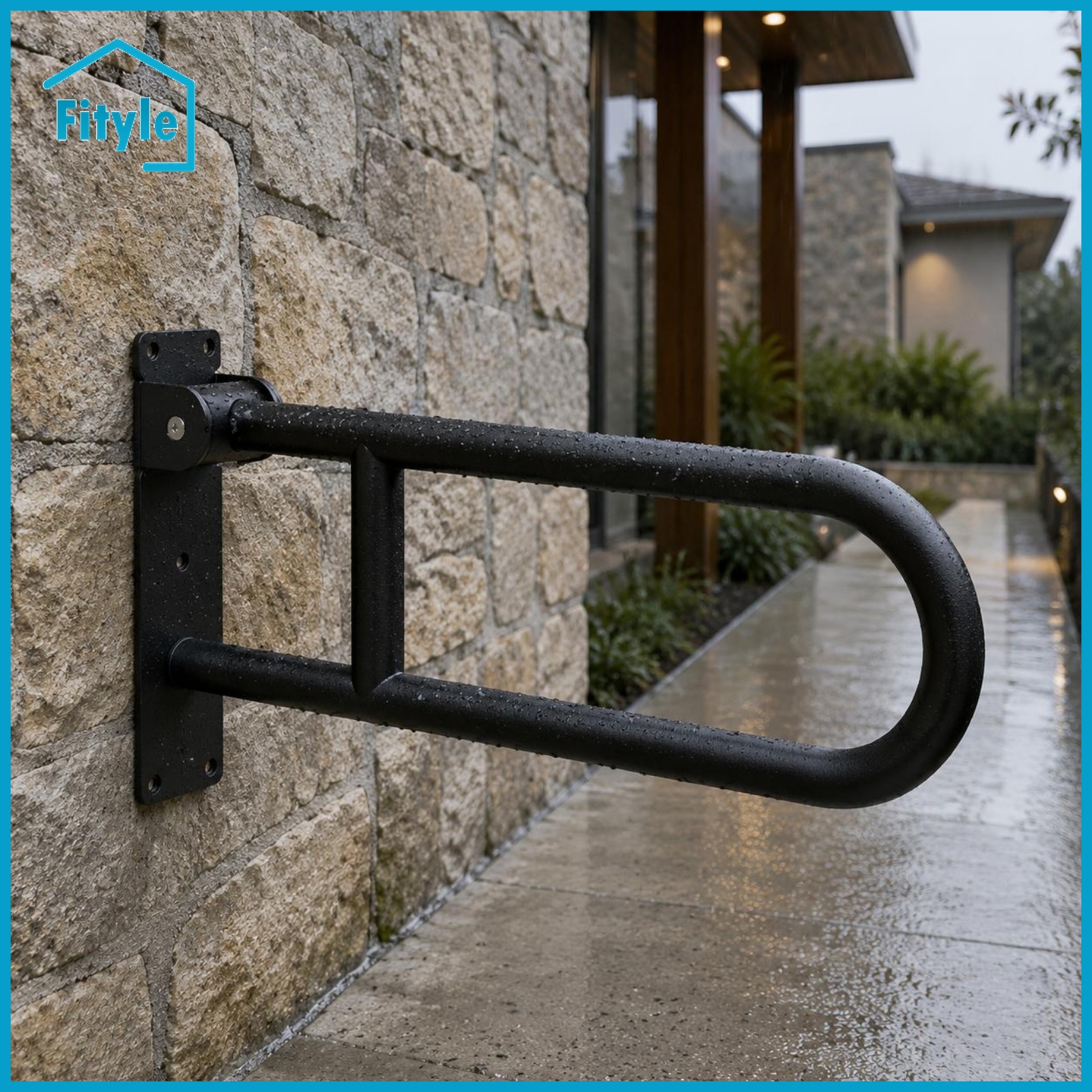 ของใช้แม่และเด็ก Fityle Foldable Design U-Shaped Handrail Rust Resistant Folding Handrail Heavy-Duty Support High Load Capacity for Elderly, Stairs, Entrance, Bathroom