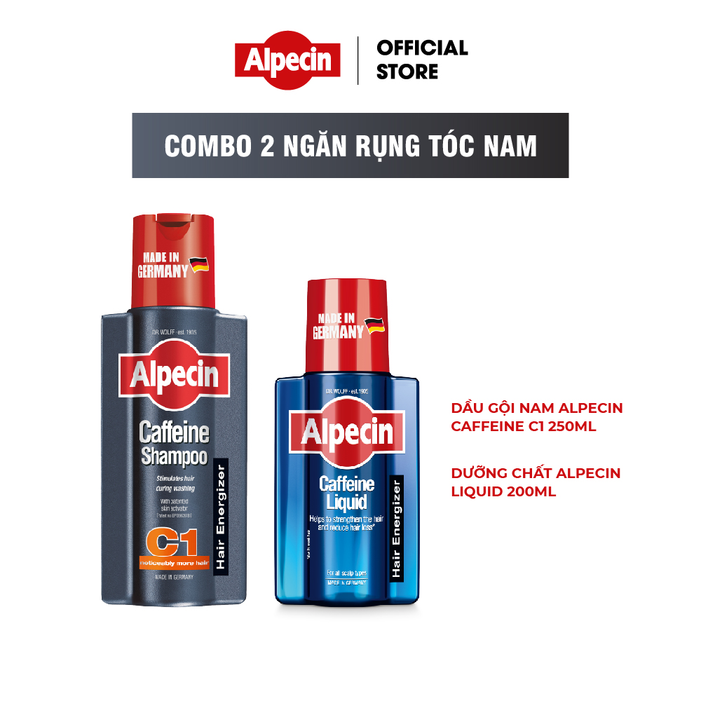 Bộ đôi Dầu gội nam caffeine Alpecin C1 250ml ngăn rụng tóc và dưỡng chất