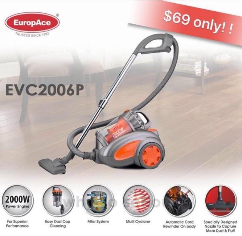 EuropAce 2000W Multi-Cyclone Bagless Vacuum Cleaner with Hepa Filter Singapore