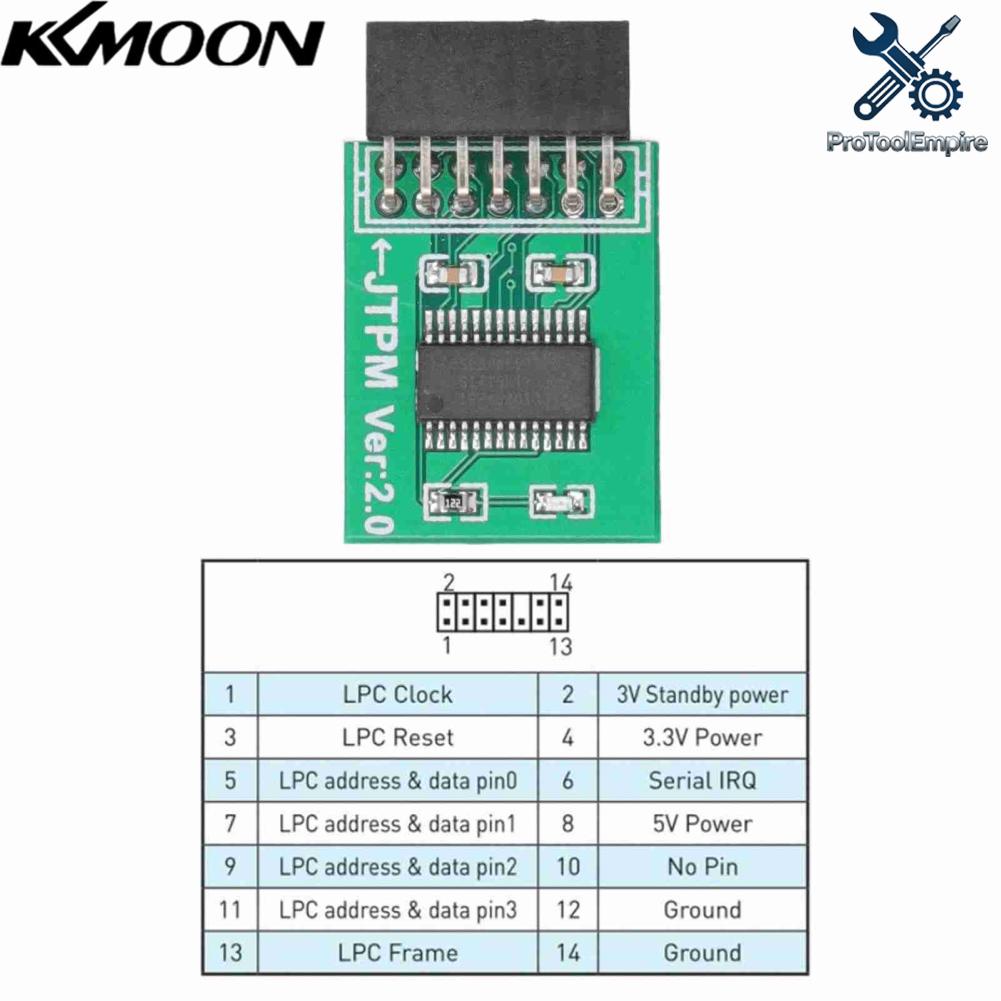 KKmoon Bảng mạch TPM Kích thước nhỏ Mô-đun TPM 2.0 màu xanh lá cây Tương thích rộng Giao diện LPC cho máy tính Giá 134,000 Đồng*Miễn phí vận chuyển