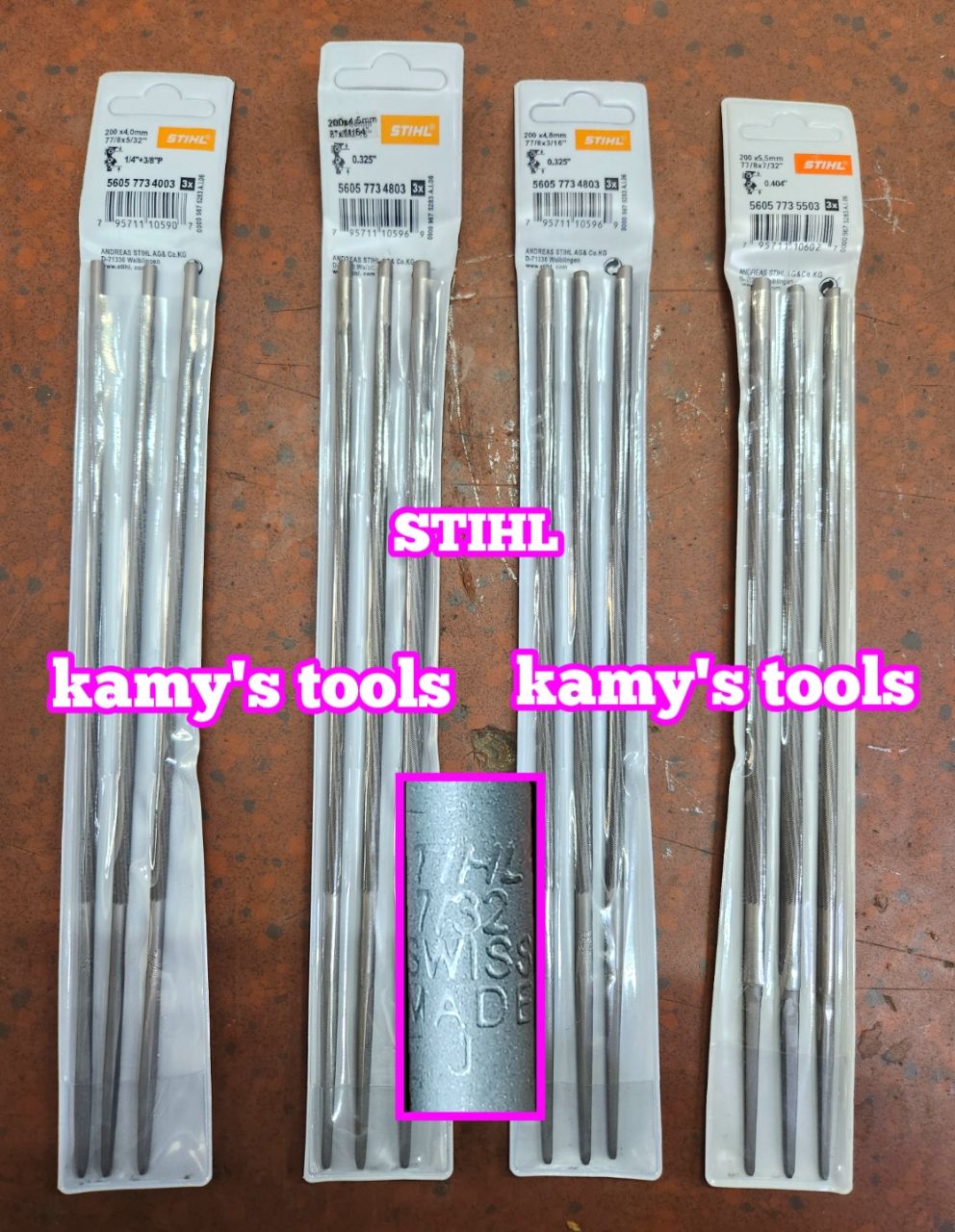 Giũa dũa tròn mài lưỡi cưa xích 4mm 4.5mm 4.8mm 5.5mm STIHL dài 200mm