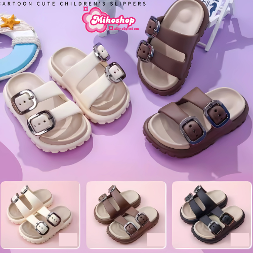 Dép 2 Quai Gài Trơn Basic Đế Hai Lớp Chống Trượt Quai Gài Cực Đẹp Cho Bé Trai Bé Gái