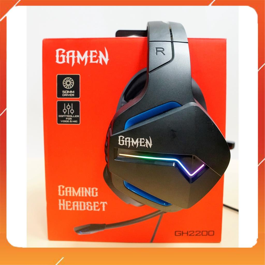 Tai Nghe Chụp Tai Gamen GH2200 Hiệu Ứng LED RGB Kiểu Dáng Gaming Hàng Chính Hãng Bảo Hành 12 Tháng