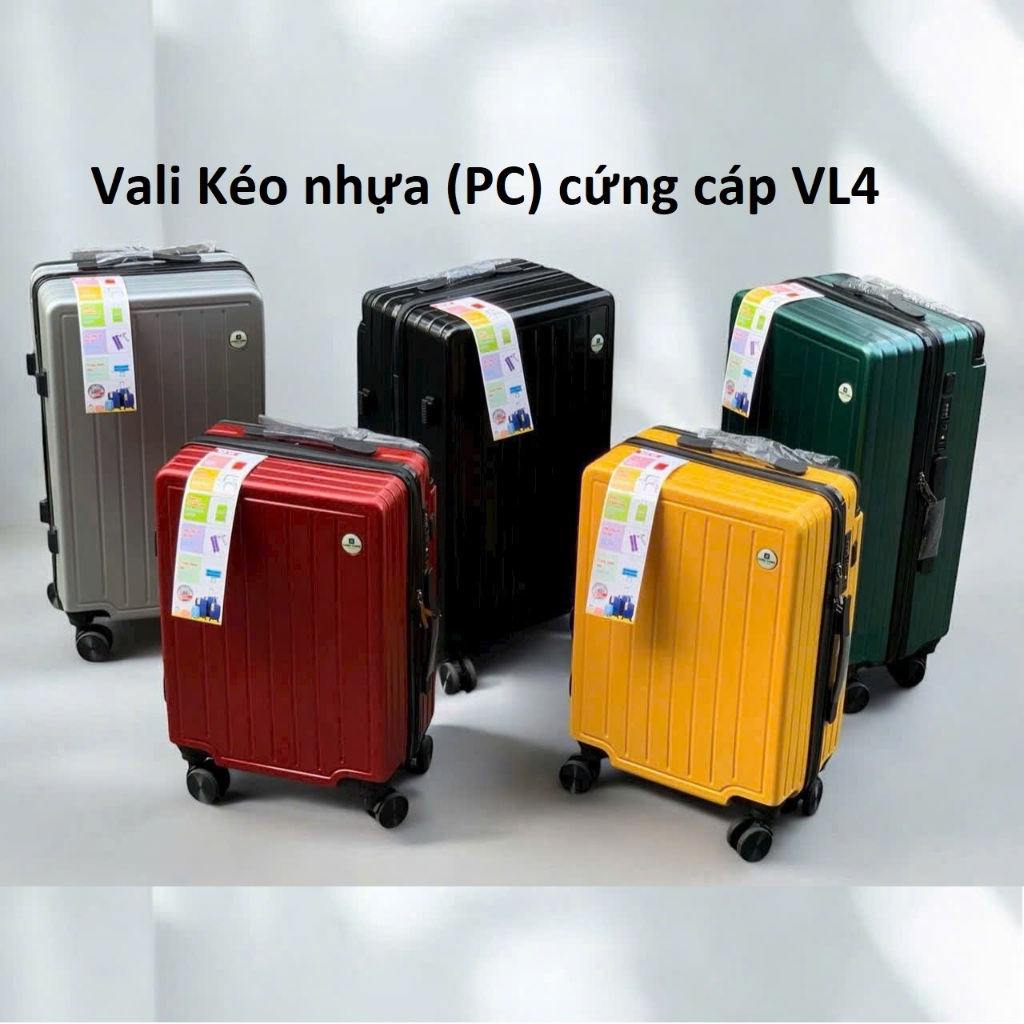 Vali Kéo nhựa (PC) cứng cáp 20inch VL4 và Vali Kéo nhựa (PC) kẻ sọc ô vuông 16inch VL2