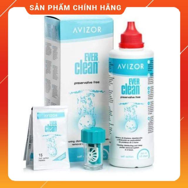 Dung dịch sát trùng kính áp tròng Avizor Ever clean 225ml (30viên) và  Avizor Ever clean plus 225ml