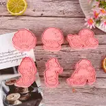 UG 6 khuôn bánh quy cá ngựa vỏ sò Nàng Tiên Cá cái bộ khuôn bánh kẹo mềm bằng nhựa tự làm