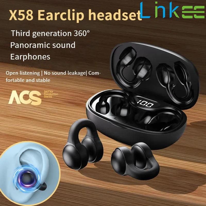 Linkee TWS Wireless Bone Conduction Earphones Bluetooth 5.3 Earclip Headphones Waterproof Sports Earbuds Ear Hook with Mic Headset ราคา 150 บาท*ส่งฟรี
