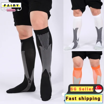 (SG Seller) Compression Socks Unisex Knee High Socks Fit for Sports Anti-Fatigue Relief Pain Diabetic Compression Stockings Outdoor Cycling Football Socks