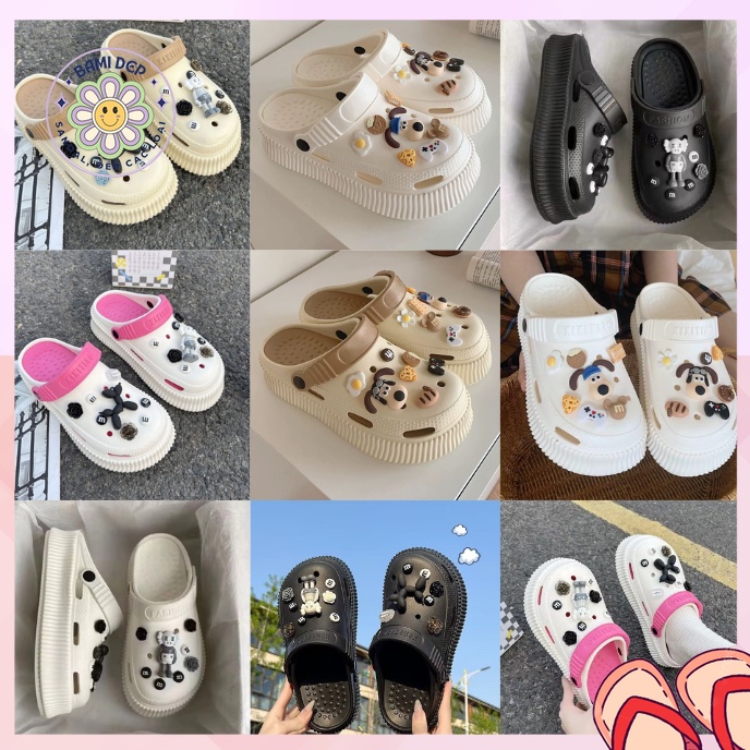 Dép sục nữ sục độn đế 3cm tặng kèm sticker nhiều mẫu đáng yêu dép sục hot trend 2023 cho nữ