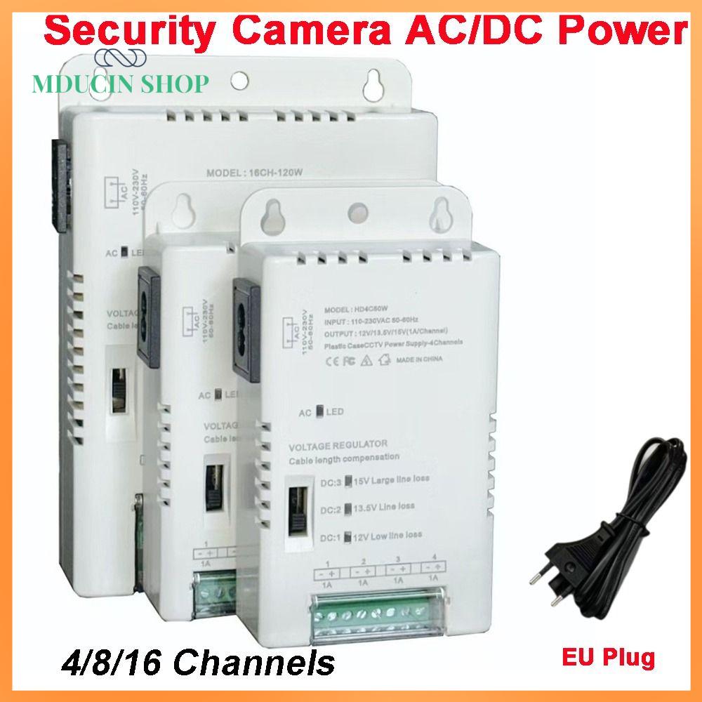 MDUCIN SHOP 4/8/16 kênh Nguồn điện cho camera CCTV Đầu ra 12V-13.8-15VDC Chuyển đổi có thể điều chỉnh Phân phối nguồn điện Điều chỉnh điện áp Đầu vào 90V-264VAC Nguồn AC/DC