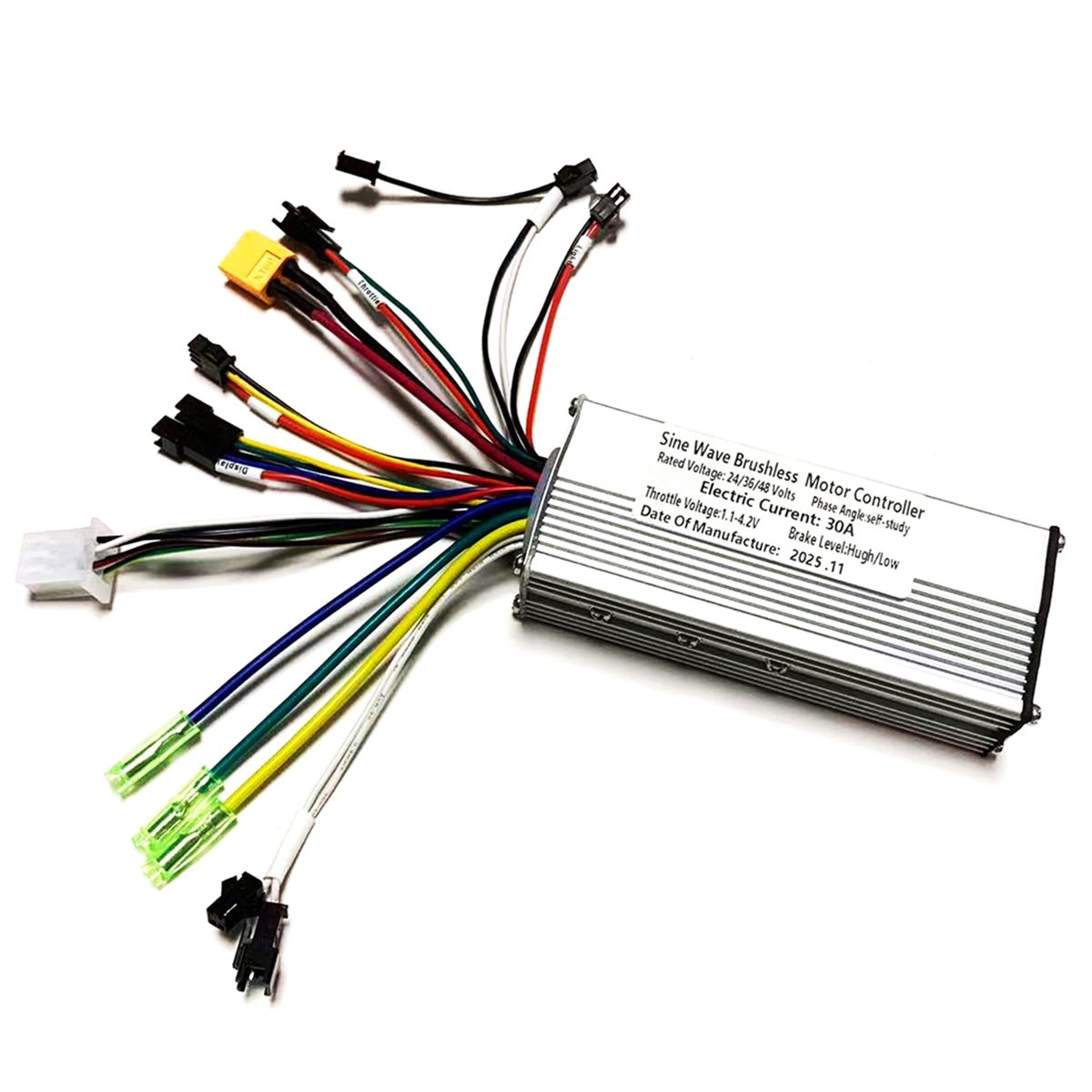 (LA1M) 24V/36V/48V 3mode Sine Wave Brushless Motor Controller 500W 750W 1000W 30A for S866 V889 S966 LCD Meter E-Bike