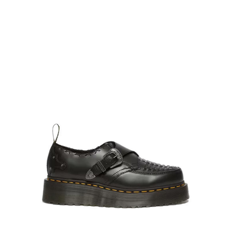 Dr Martens Ramsey Woven Smooth Leather Platform Creepers - Black ราคา 4,995 บาท*ส่งฟรี