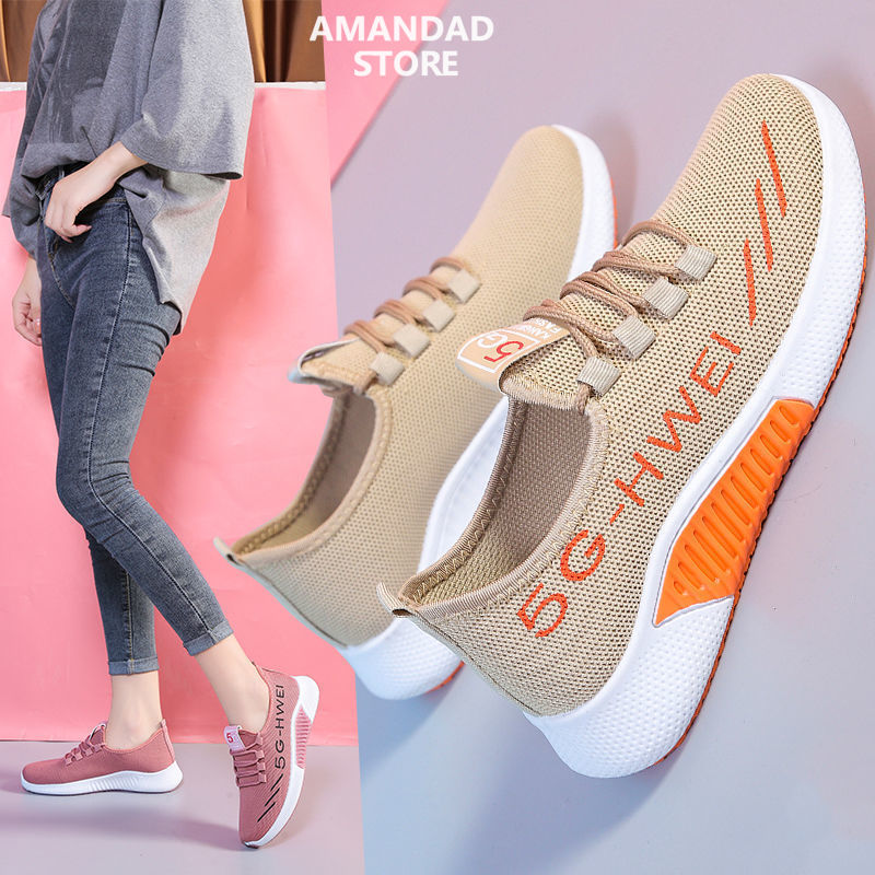 Qiaoyuluo Bắc Kinh cũ mới giày vải Hàn Quốc giày thường Giày chạy bộ phụ nữ chất liệu dệt với họa tiết bay Sneakers