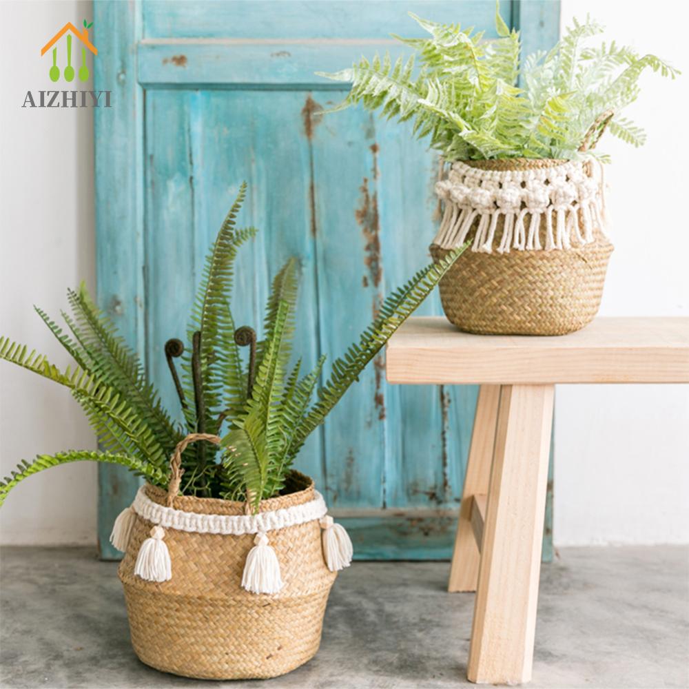 【New Arrival】 Handmade Woven Hand-woven Storage Basket Seagrass Organizer Dirty Laundry Basket Foldable Creative Multifunctional Portable Home Decoration - Thương hiệu VAKIND Giá 165,136 Đồng*Miễn phí vận chuyển