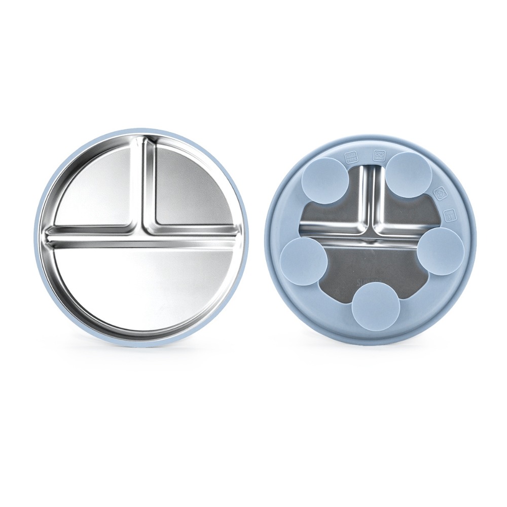 NEXASHOP Non-Slip Stainless Steel Kids Plate with Suction Silicone Sleeves Divided Baby Plates High Quality Removable Toddler Bowls