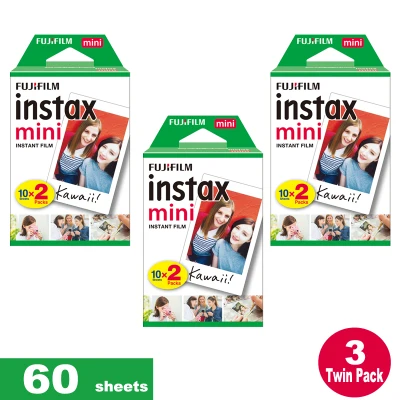 Fujifilm Instax Mini Plain Film 60 Sheets / 3 Twin Box for Instax Camera mini 7s mini 8 9 mini 25 mini 50s mini 90 SP 1 2 Printer