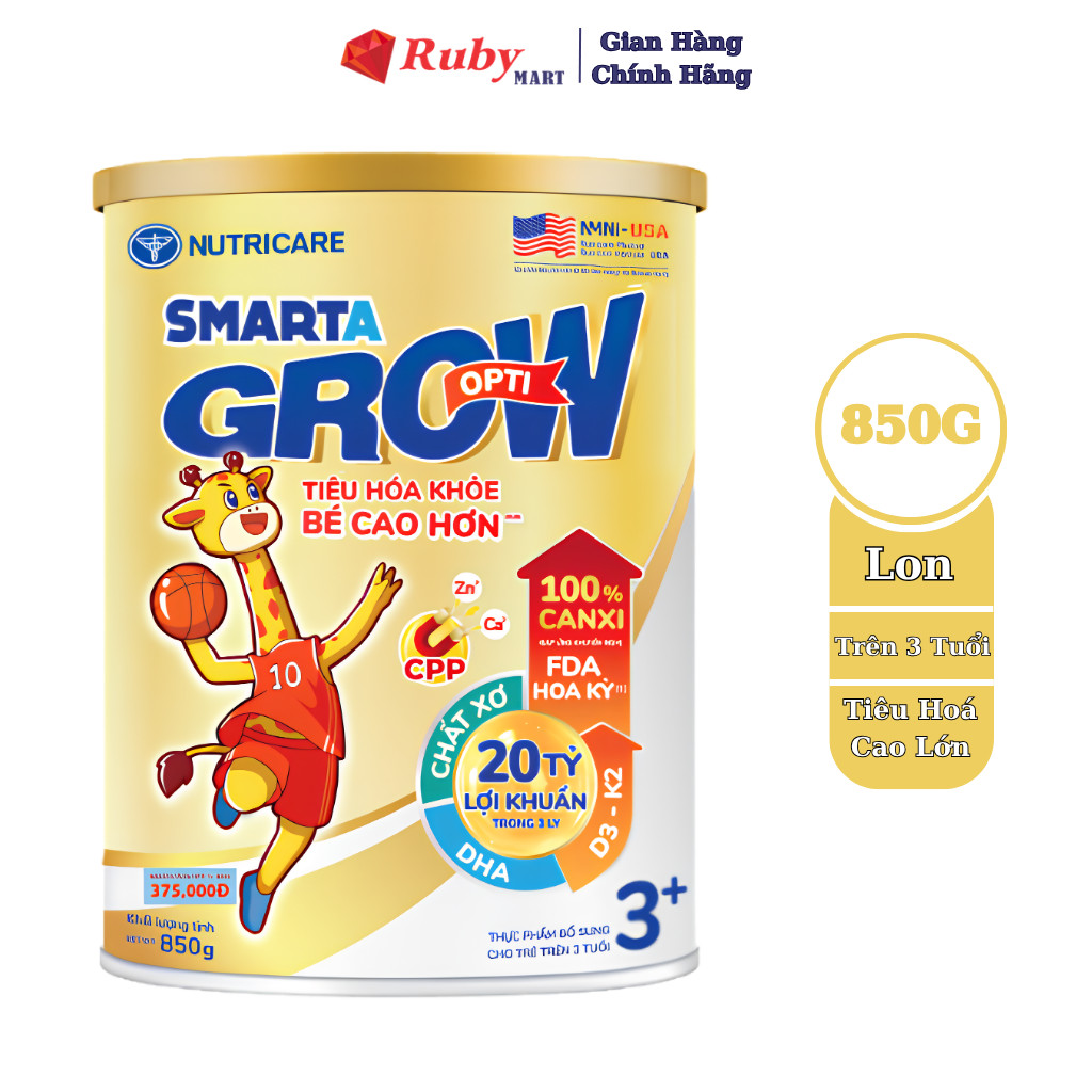 Sữa Bột SMARTA GROW OPTI 3+ Nutricare Bé Tăng Chiều Cao Phát Triển Trí Não Tăng Cân Tăng Sức Đề Kháng Cho Bé Trên 3 Tuổi