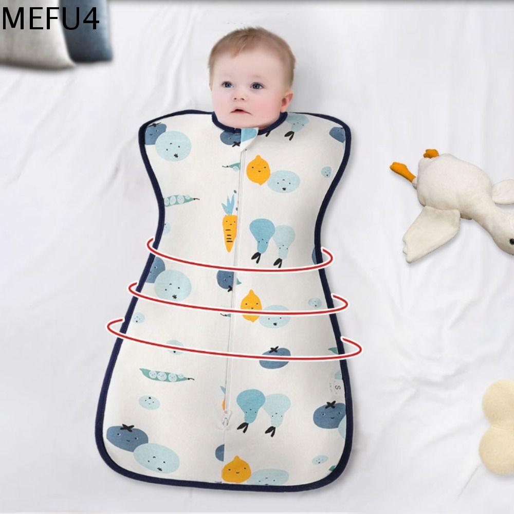 MEFU4 Bông Chăn quấn em bé Chống giật mình Bọc có thể tháo rời Khăn quấn cho trẻ sơ sinh Phim hoạt hình Thiết kế không tay Túi ngủ cho bé Khăn quấn em bé