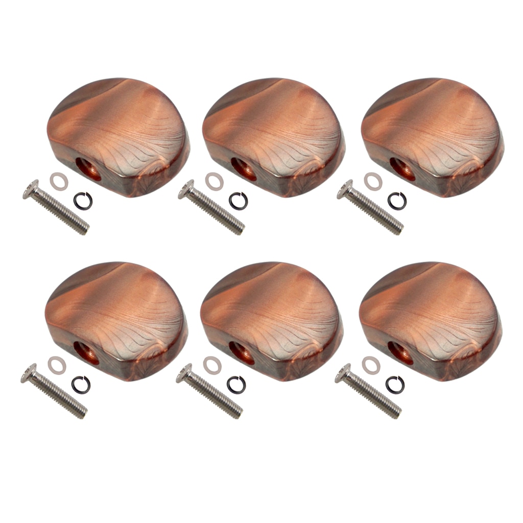 6 Pcs Semicircle Shape Electric Guitar Tuning Pegs Cap Tuners Machine Head Replacement Buttons Knobs, Coffee