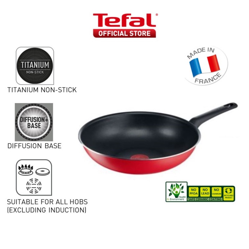 Tefal Easy Red Wokpan 28cm B59219 (Made in France) Singapore