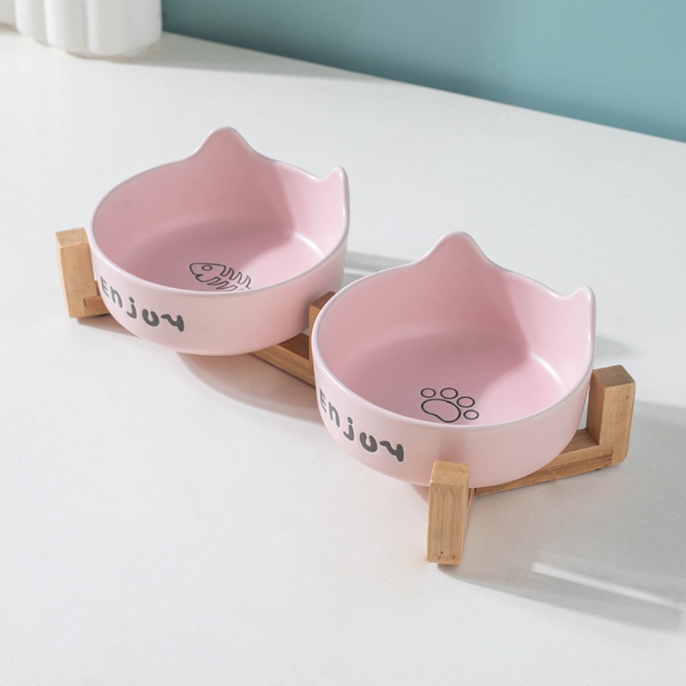 FINITIVE 1/2Pcs Set Gốm Bát cho mèo Thiết kế xẻ Chống trượt Bát cho chó nhỏ Chất lượng cao Nâng cao Máy cấp nước Đồ dùng cho chó mèo nhỏ - 7