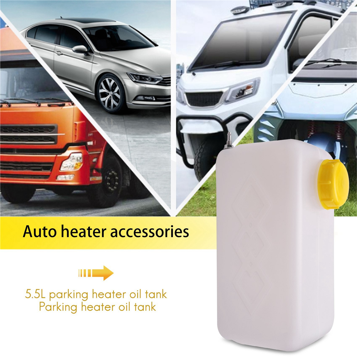(YNVK) 5.5L Plastic Air Parking Heater Fuel Tank Gasoline Oil Storage for Truck Caravan Fuel Oil Gasoline Tank