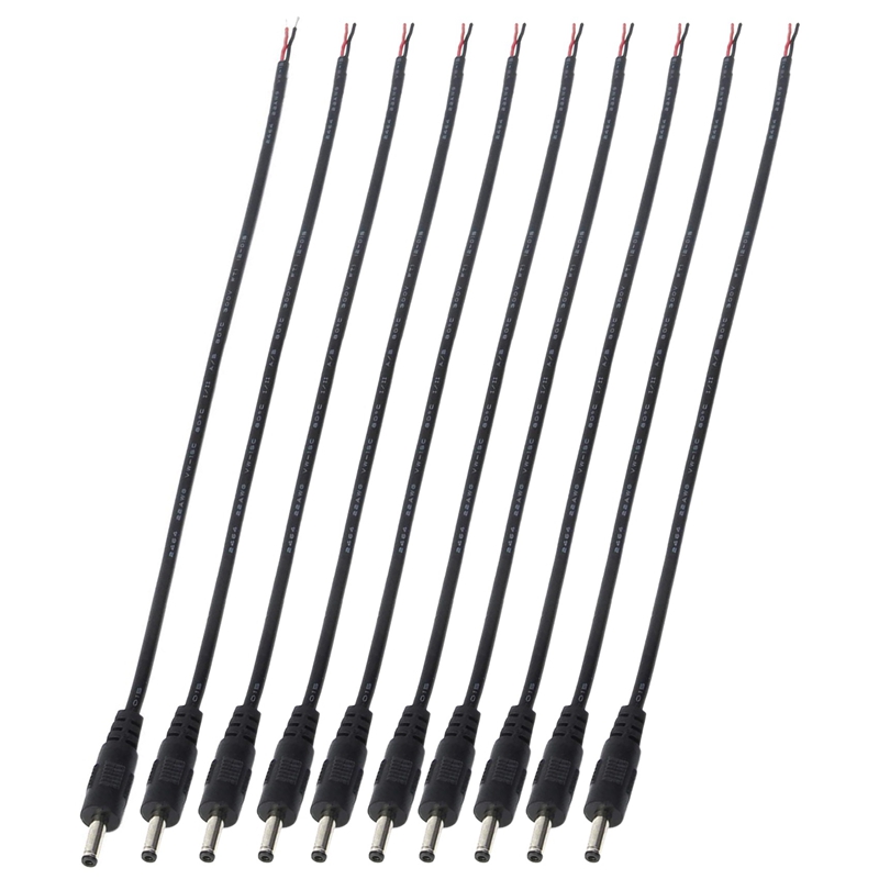 (BAPQ) 10 Pack 3.5mm x 1.35mm DC Power Male Plug Jack to Bare Wire Open End Pigtail Power Cable Cord 3.5X1.35mm for DC Power