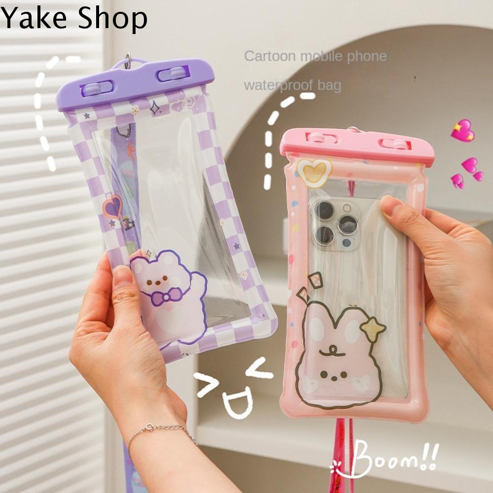 YAKE Hoạt hình Ốp điện thoại chống nước Gấu Thỏ Túi đựng điện thoại di động Túi bảo vệ Túi treo điện thoại Túi chống nước cho điện thoại di động Dành cho điện thoại