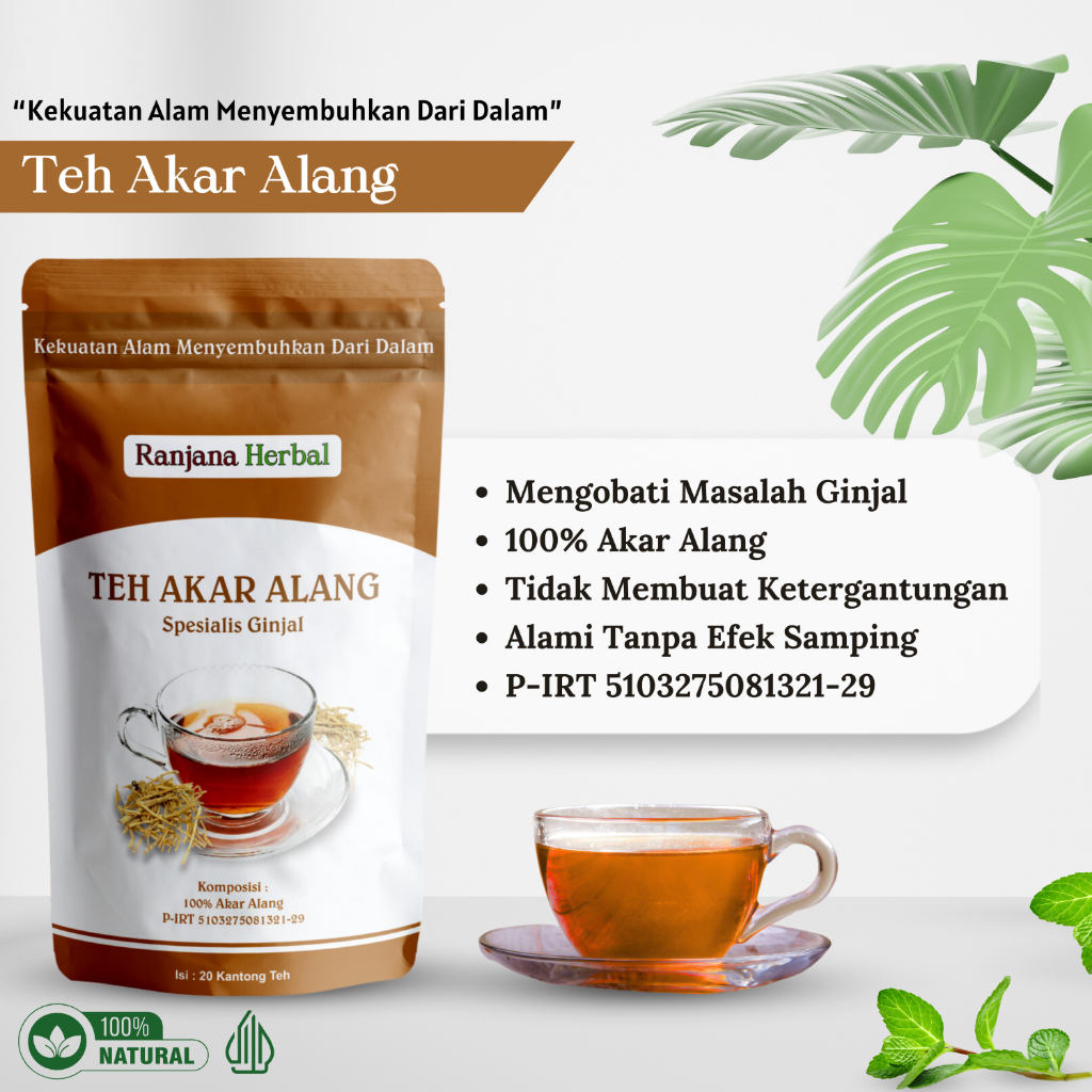 Teh Akar Alang-Alang Ranjana Herbal Teh Celup Herbal Obat Gagal Ginjal Cuci Darah Kemih Prostat Kencin…