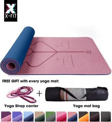 [X-FIT Dual Pro Yoga Mat] FREE Yoga bag and strap! 6mm thick Eco Friendly TPE Non Slip Fitness Exercise Mat with Carrying Strap,Workout Mat for Yoga, Pilates and Floor Exercises